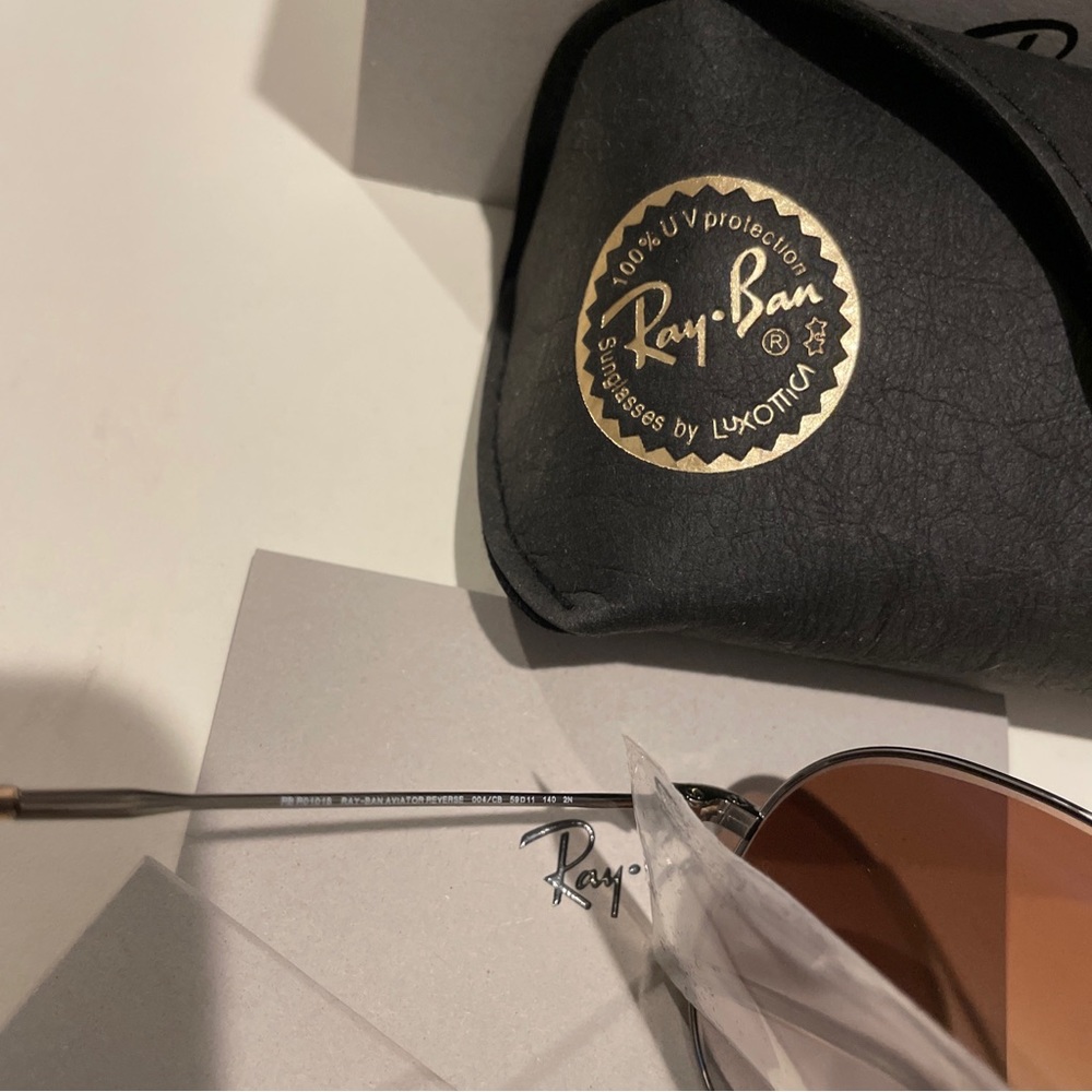 Ray-Ban RBR0101S Sunglasses Unisex Gunmetal / Brown 59mm New 100% Authentic - Picture 8 of 8